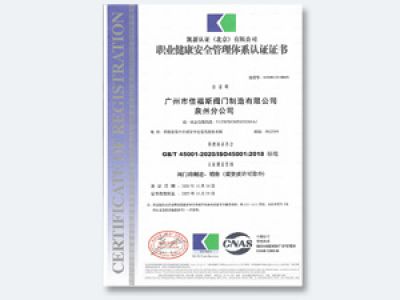 職業(yè)健康安全管理體系認(rèn)證證書(shū)