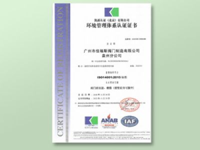 環(huán)境管理體系認(rèn)證證書(shū)
